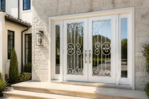 White wrought iron double entry door for China manufacturer research