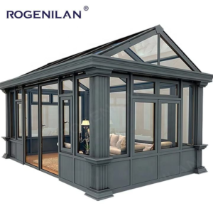 ROGENILAN Latest Design Garden Exterior Waterproof Aluminium Double tempered glass Sunroom